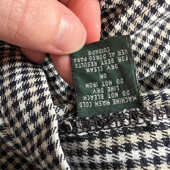 Vintage High Rise Houndstooth Slim Leg Trouser Pants Preppy Light Dark Academia - Picture 6 of 7